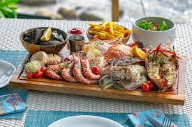 Seafood board, illustrative